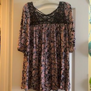 En Crème Boho Floral Short Dress